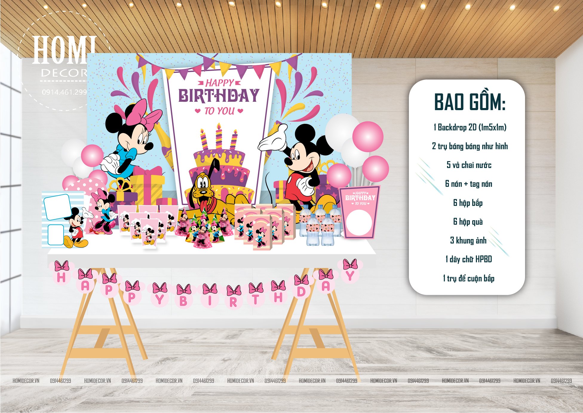 Combo trang trí sinh nhật chủ đề Chuột Mickey
