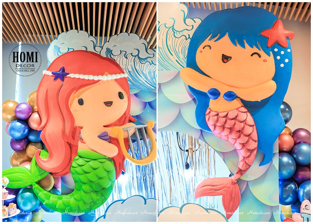 Trang trí sinh nhật cho bé gái chủ đề nàng tiên cá-The Little Mermaid