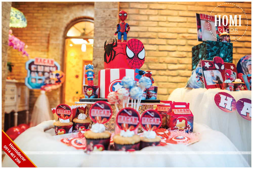 trang trí sinh nhật chủ đề spiderman