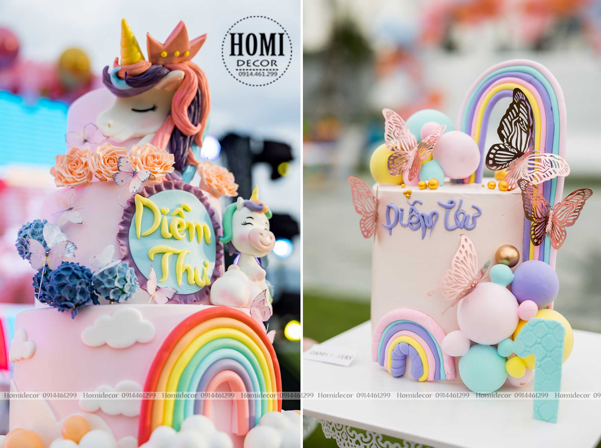 Trang trí sinh nhật bé gái chủ đề unicorn