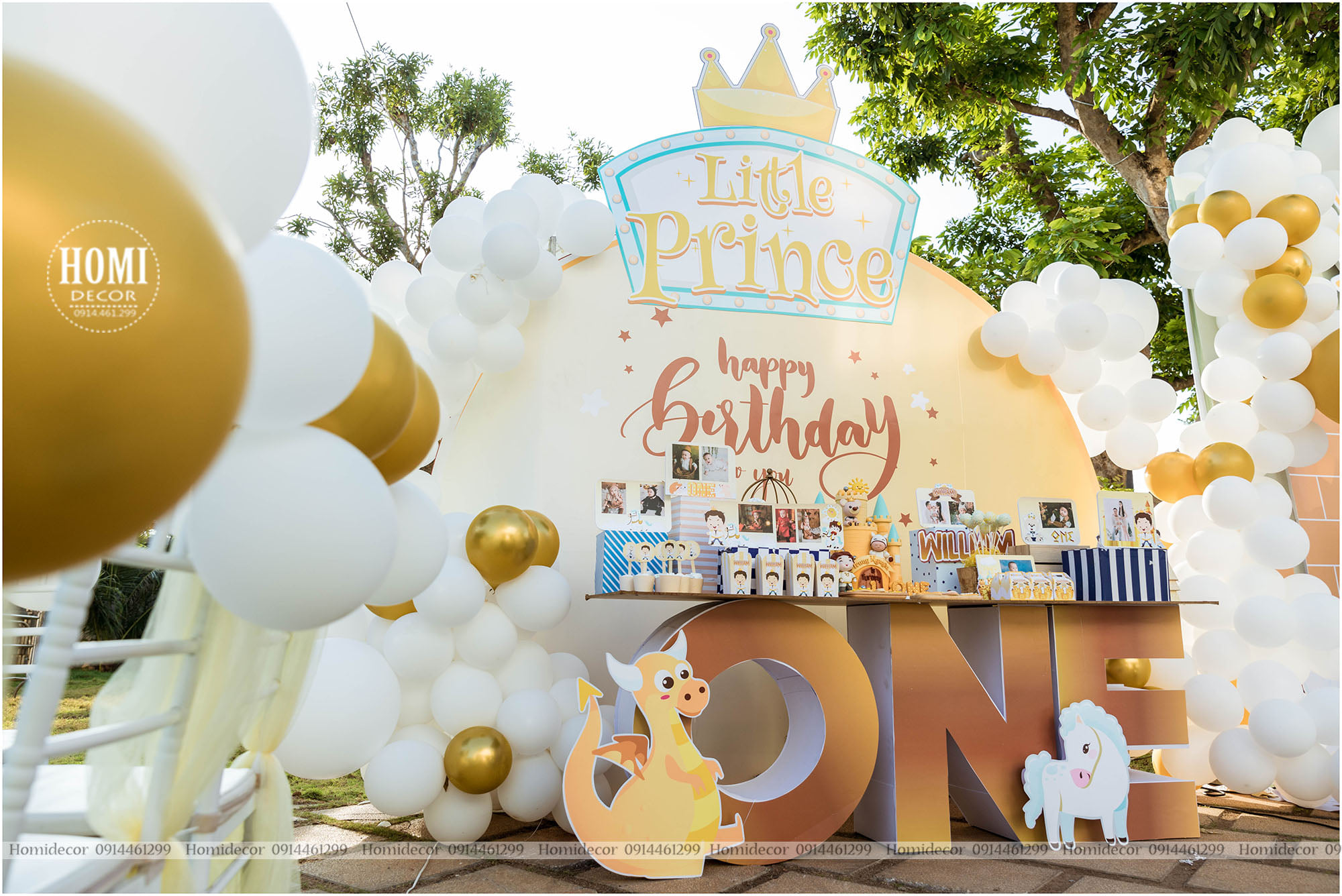 Trang trí sinh nhật bé trai chủ đề lâu đài hoàng tử 