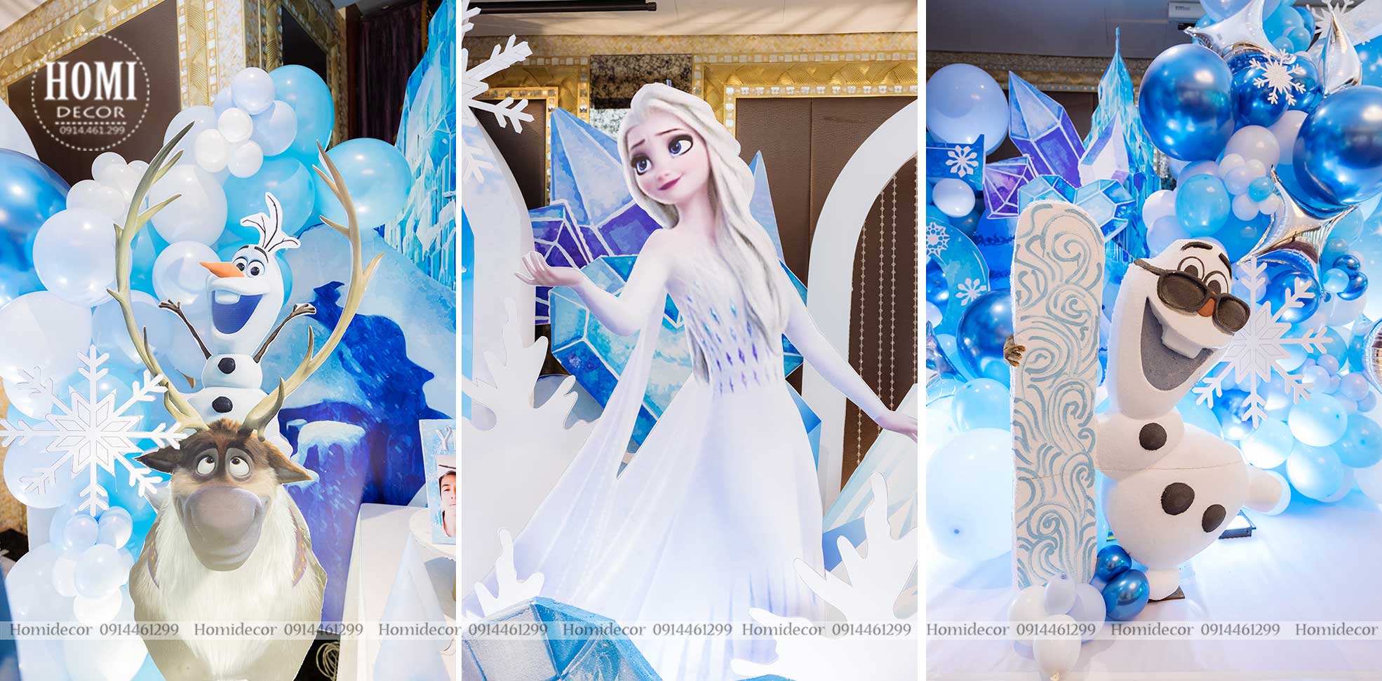 Trang trí sinh nhật bé gái chủ đề Elsa