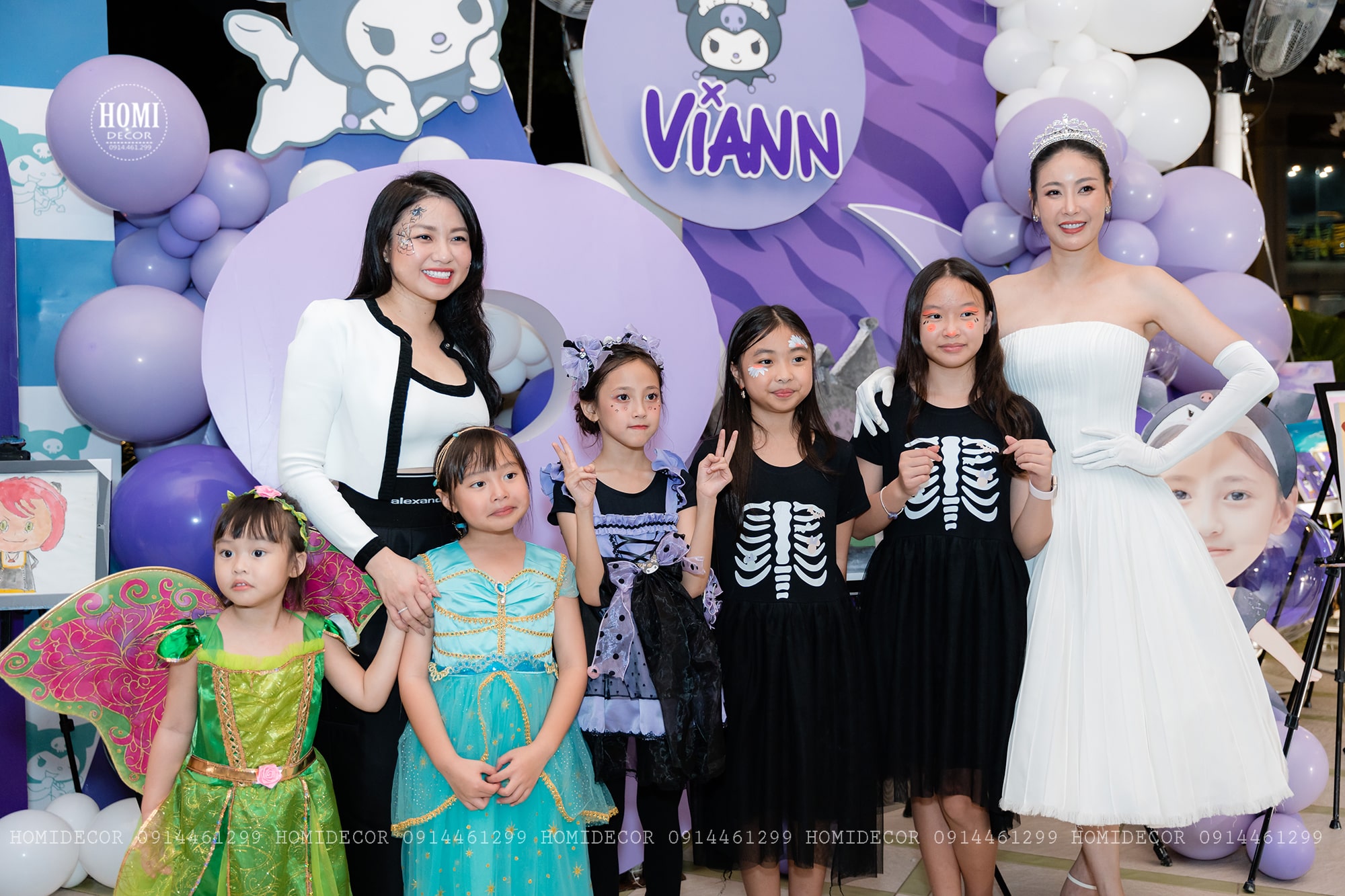 Hoa Hậu Hà Kiều Anh tổ chức sinh nhật cho bé Viann với chủ đề Kuromi 