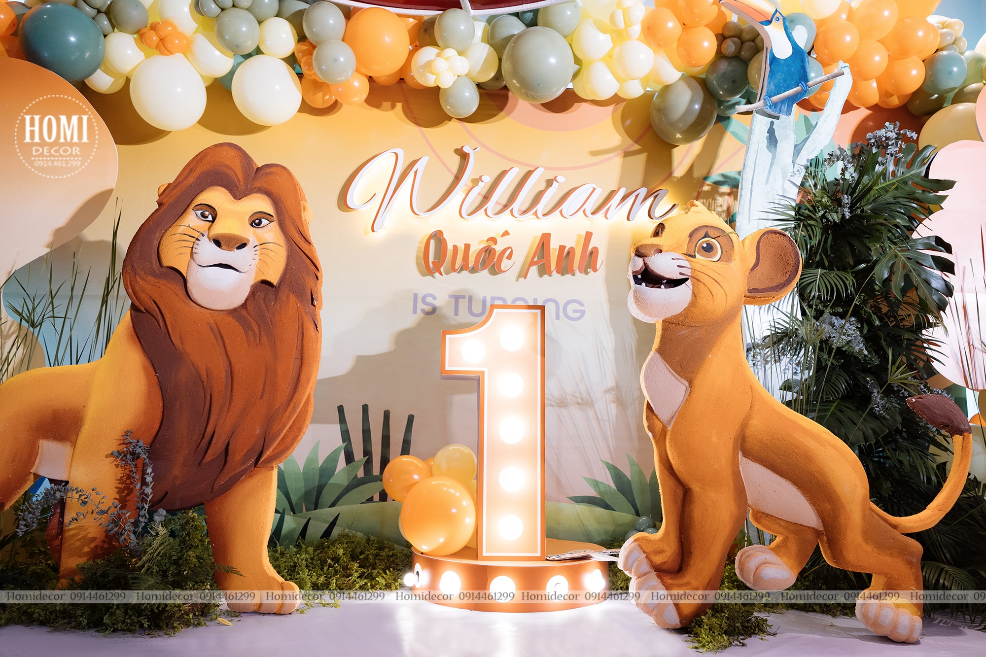 Trang trí sinh nhật bé trai chủ đề lion king sư tử tại khách sạn Le Méridien Hotels