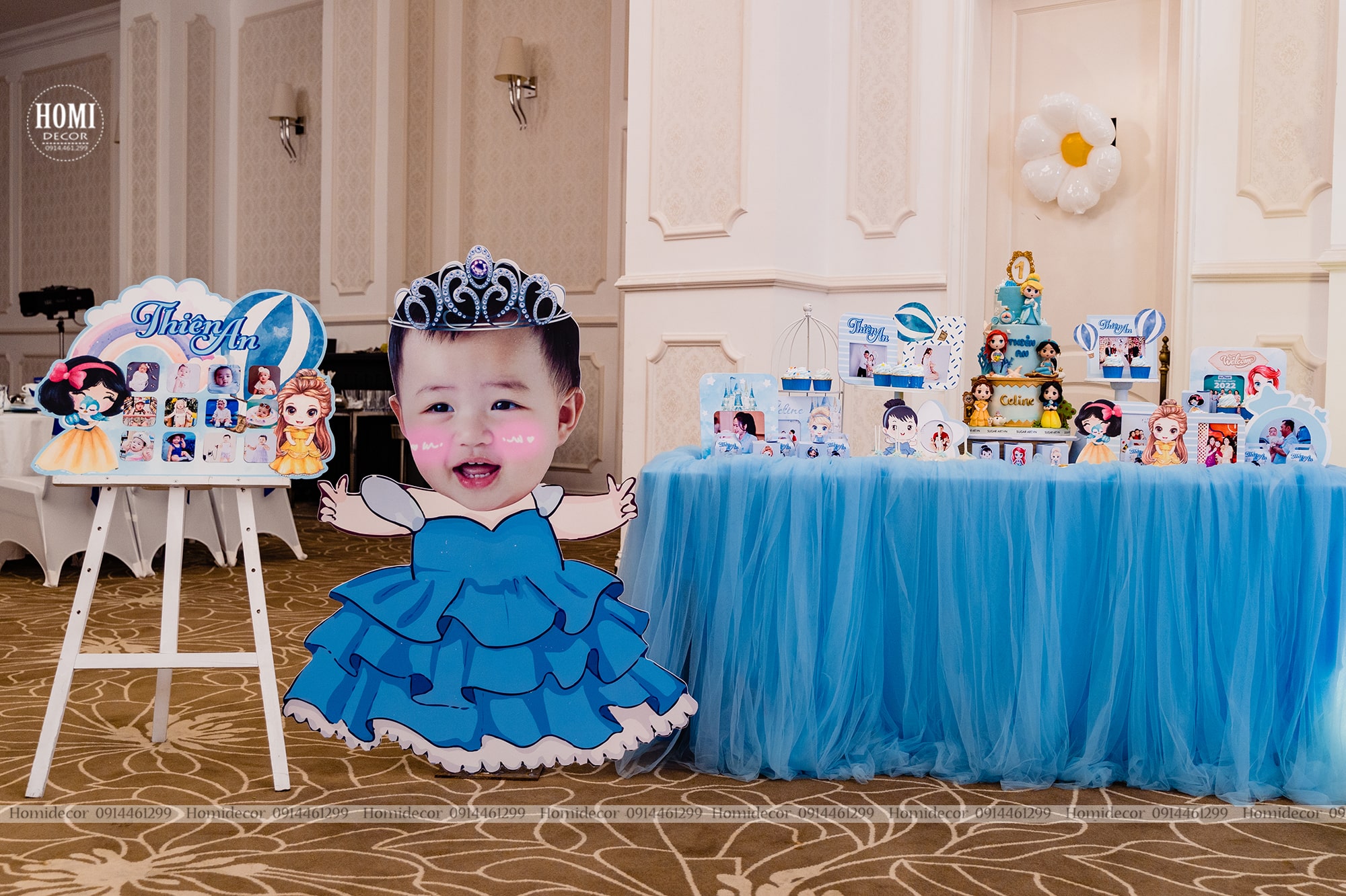 Trang trí sinh nhật bé gái chủ đề Disney Princess