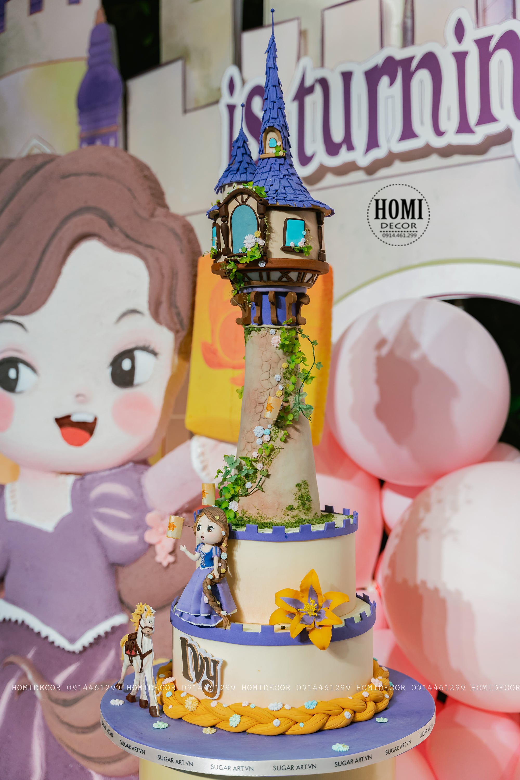 Trang trí sinh nhật bé gái chủ đề công chúa tóc mây Tangled