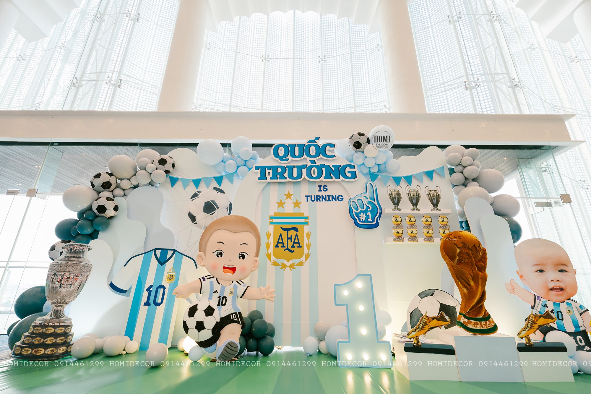 Trang trí sinh nhật bé trai chủ đề bóng đá Messi - Football theme